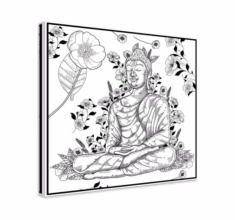 Wandbild Buddha Buda blanco y negro - TenStickers
