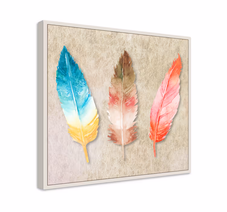 Wandbild Federn Plumas coloridas pintadas de acuarela - TenStickers