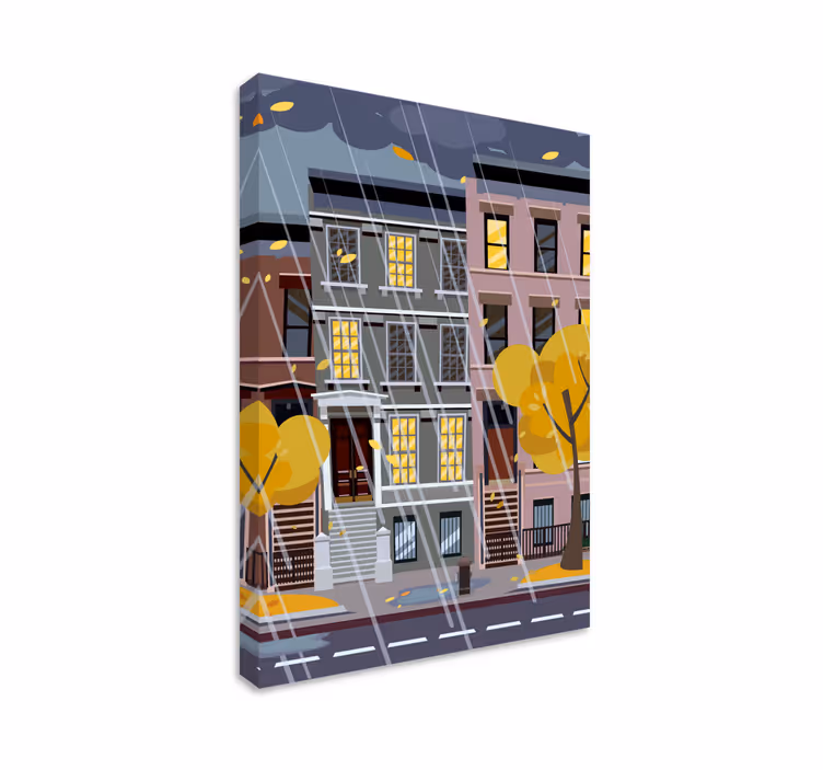 Leinwandbild urban regenszene - TenStickers