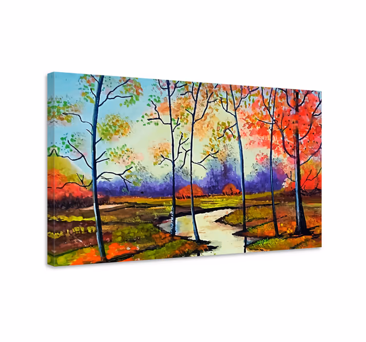 Wandbilder landschaft herbstfluss szene - TenStickers