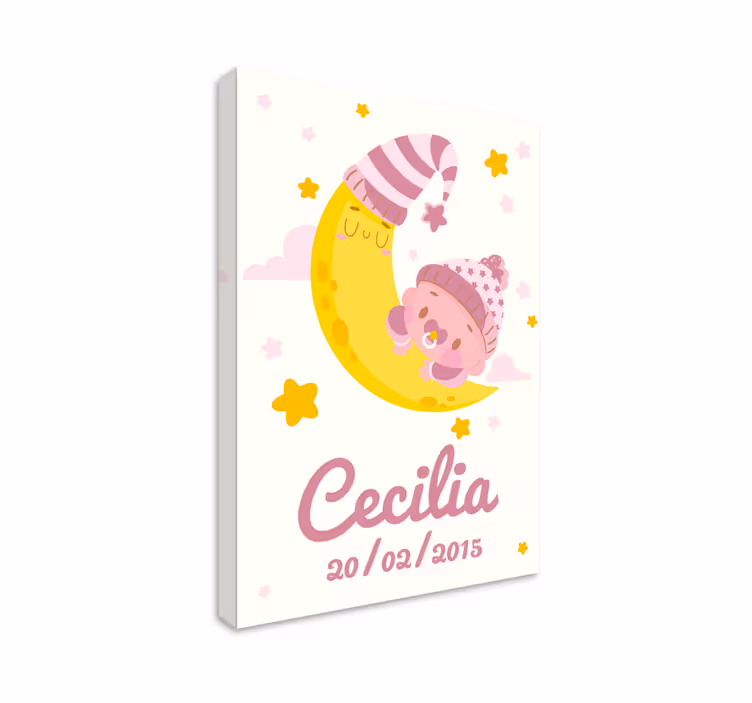 Leinwandbild babys glücklicher mond umarmung - TenStickers