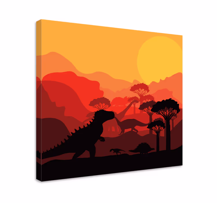Dinosaurier wandbild mit dinosaurier silhouette landschaft - TenStickers