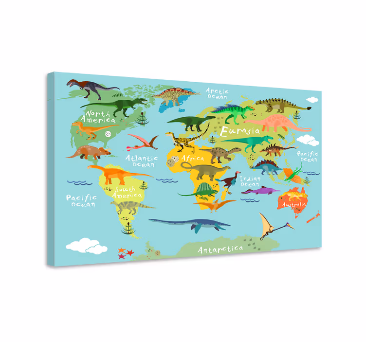 Dinosaurier Wandbild Dinosaurier weltkarte für kinder - TenStickers