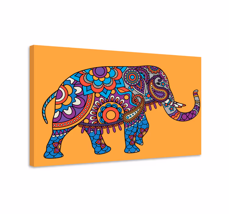 Wandbild Elefant Mehrfarbige mandala-elefanten gehen - TenStickers