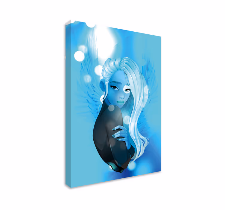 Leinwandbild mit blauer haarfigur - TenStickers