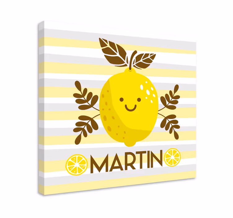 Leinwandbild obst smiley zitrone emblem - TenStickers