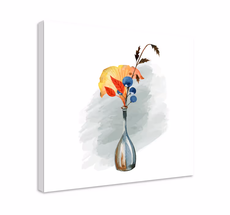 Leinwandbild vase mit herbstblättern - TenStickers