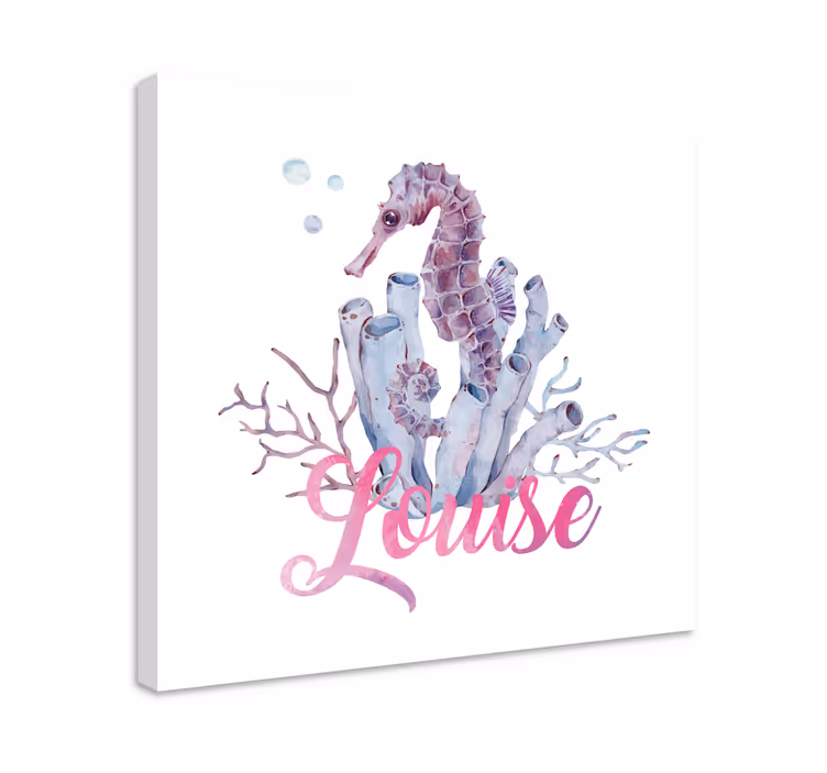 Leinwandbild personalisiert Aquarell seepferdchen - TenStickers