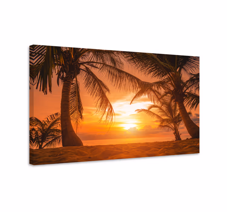 Leinwand über Bett Sonnenuntergang am strand - TenStickers