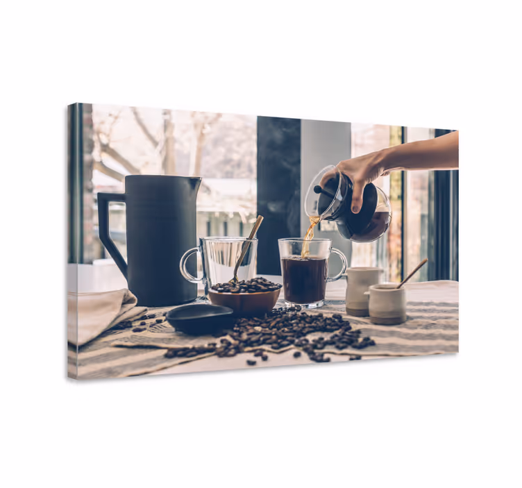 Leinwandbild Ornament ritual des kaffeegießens - TenStickers
