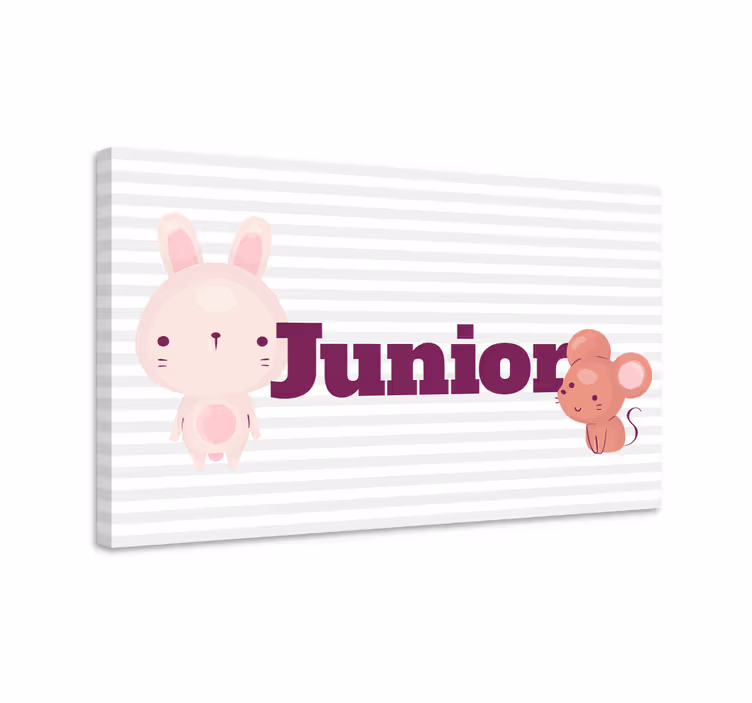 Leinwandbild Babys hase und maus mit namen - TenStickers