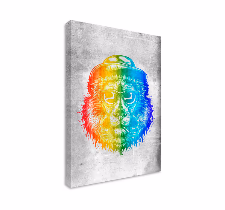 Leinwandbild Teenager Löwe mit regenbogenfarben - TenStickers