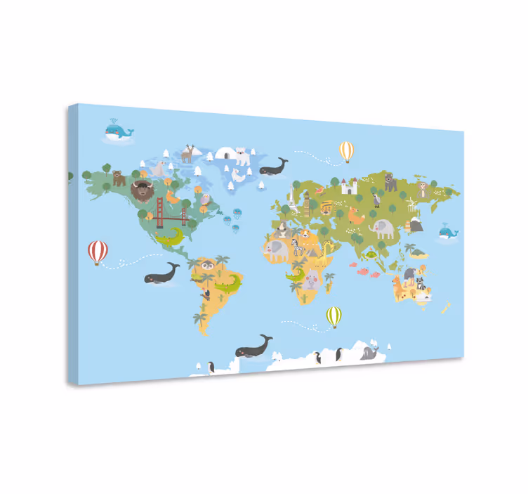 weltkarte leinwand Kinderkarte - TenStickers