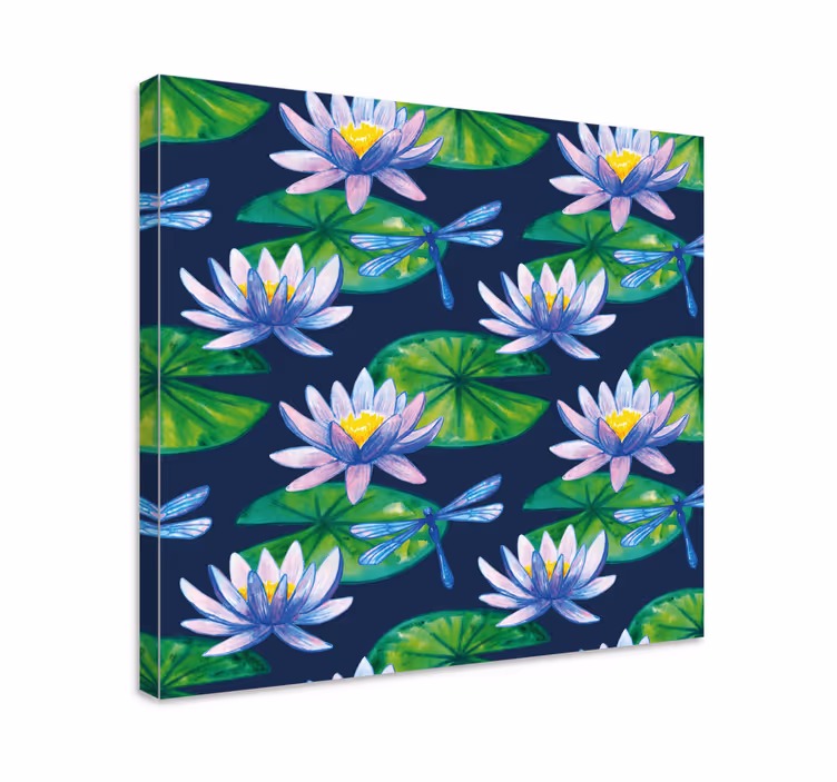 Wandbild Libelle Seerosenmuster - TenStickers