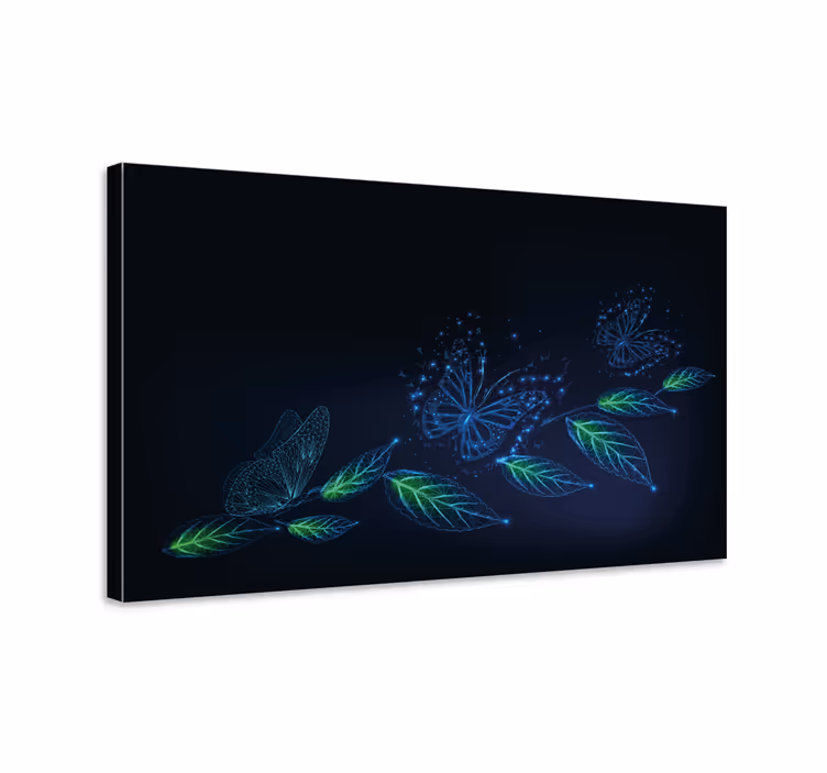 Wandbild Schmetterling Neonblumen und - TenStickers