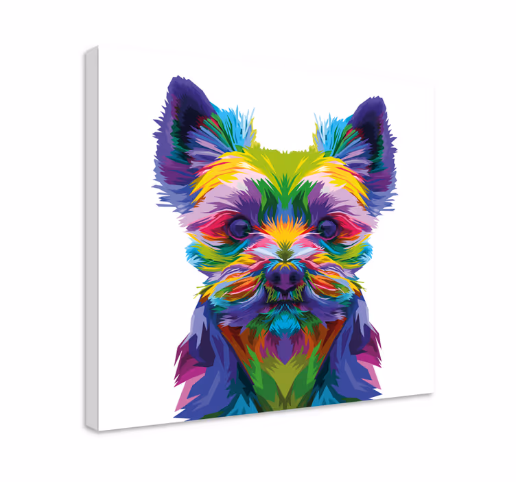 Wandbilder Hunde Yorkshire buntes Muster - TenStickers