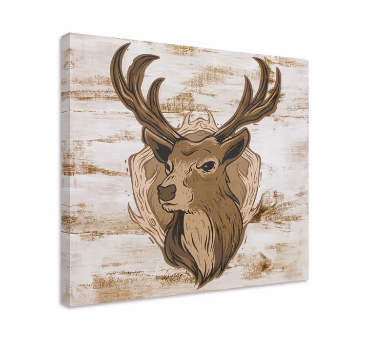 Hirsch Wandbild Holzhirsch - TenStickers