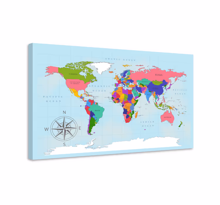 weltkarte leinwand Blaue weltkarte - TenStickers