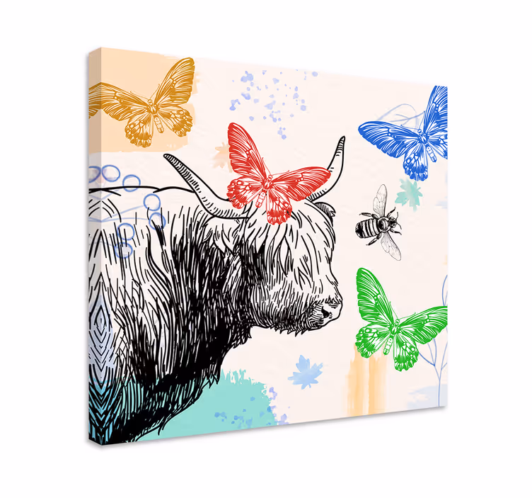 Wandbild Tier Schmetterling und biene kuh - TenStickers