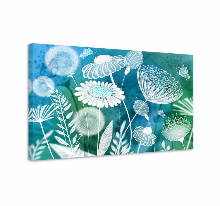 Leinwandbild mit blühendem blumenmuster - TenStickers