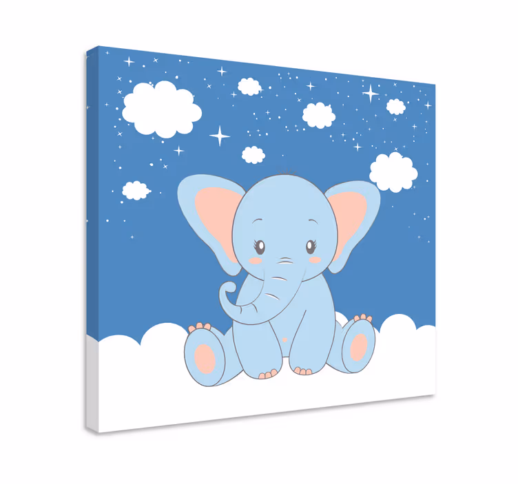 Leinwandbild Babys Niedlichesr Elefant blau - TenStickers