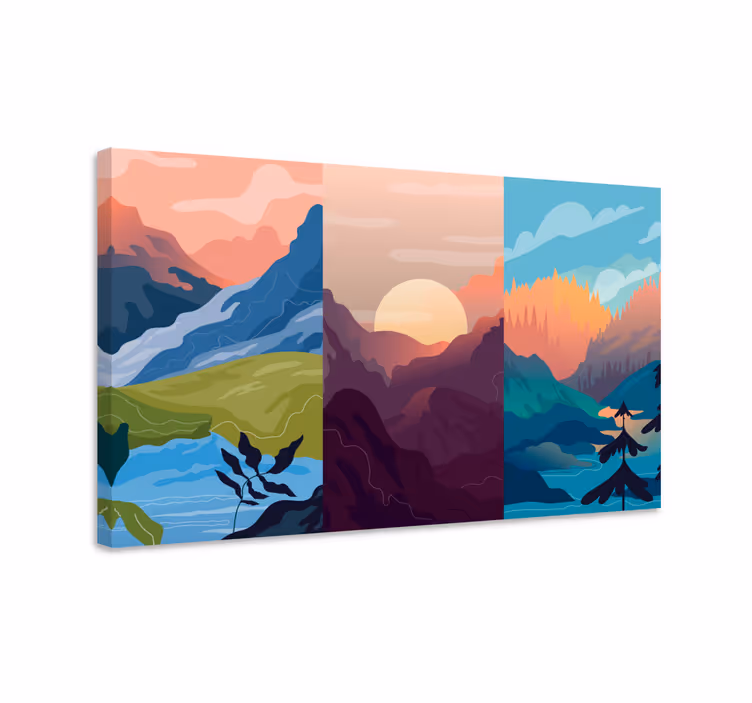 Wandbilder Landschaft Animierte berge - TenStickers