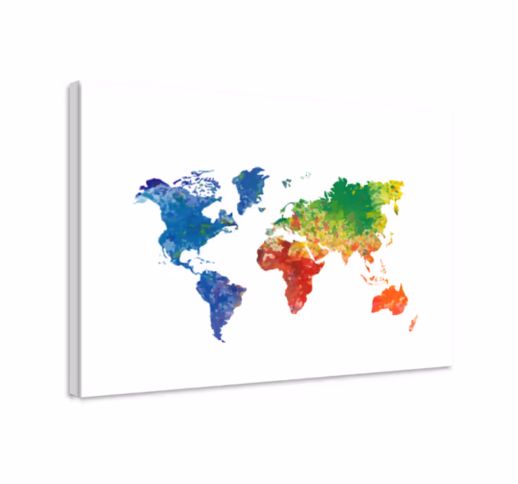 Weltkarte leinwand bunte weltkarte - TenStickers