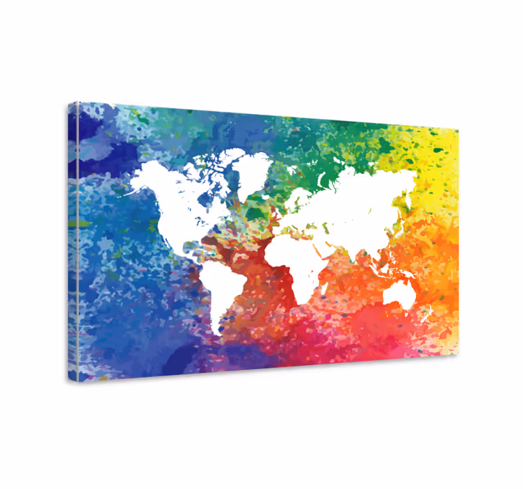 Weltkarte Leinwand Künstlerische bunte silhouette - TenStickers