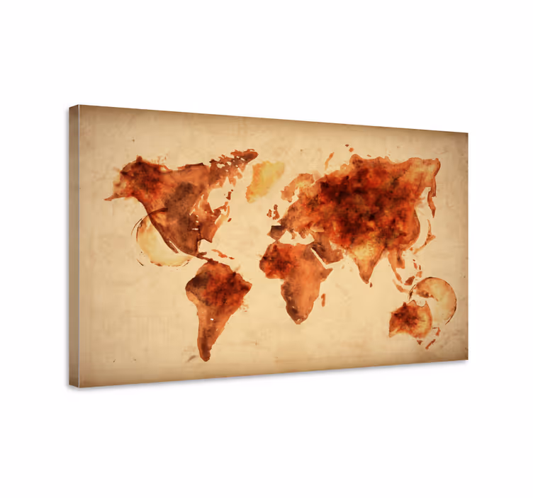Weltkarte leinwand aquarell globale karte - TenStickers