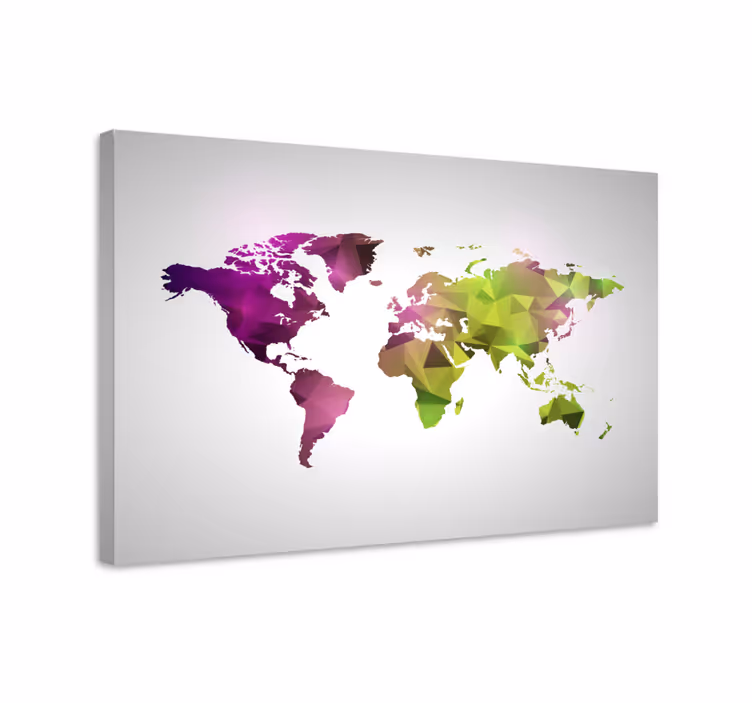 Weltkarte leinwand polygonale weltkarte - TenStickers