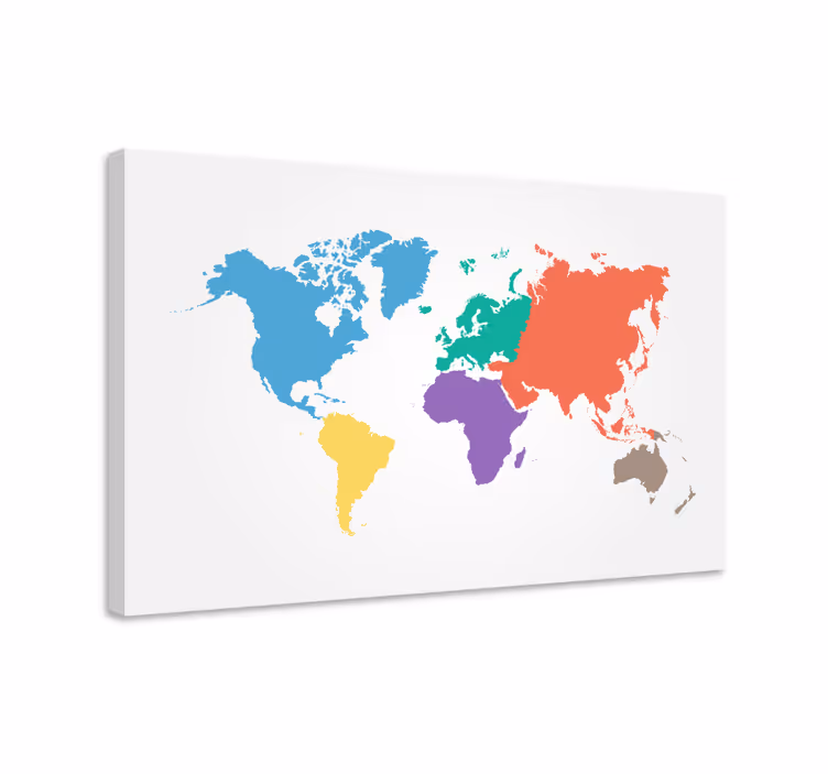 weltkarte leinwand Farbiger kontinent - TenStickers