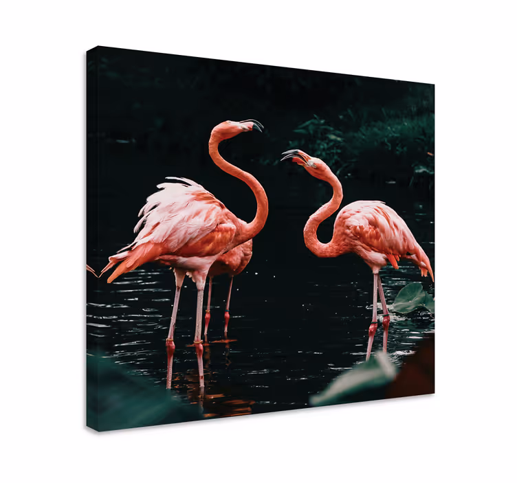 Leinwandbild vogel flamingos bei dämmerung - TenStickers
