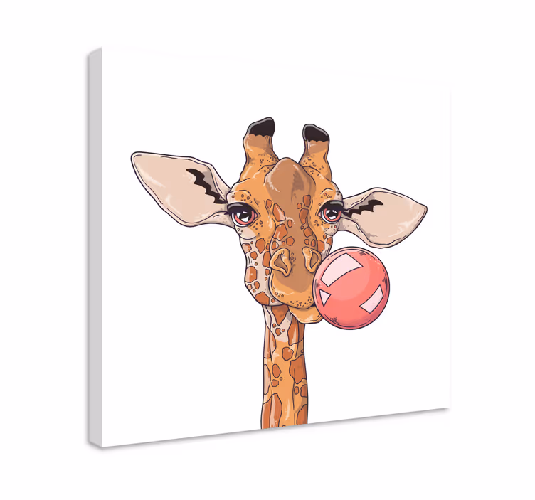 Wandbild Tier Giraffe mit kaugummi - TenStickers