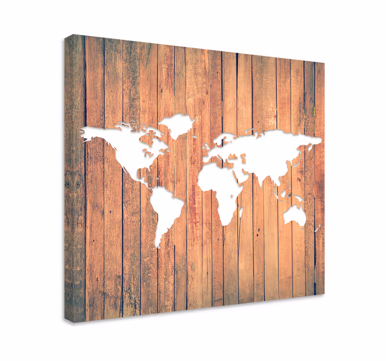 Weltkarte leinwand aus holz - TenStickers