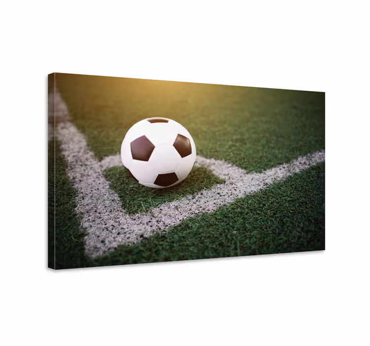 Leinwandbild Teenager Schöner fußball auf rasen - TenStickers