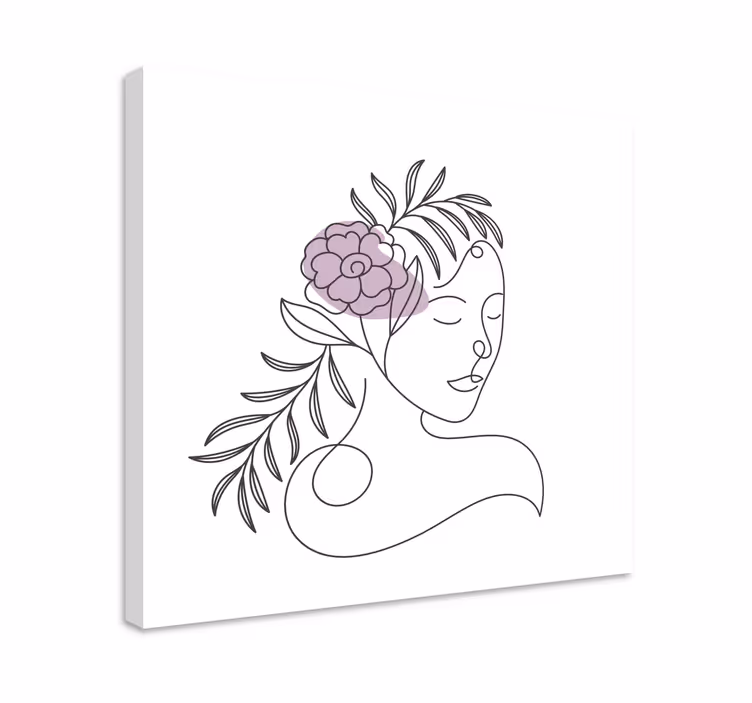 Leinwandbild Blume Gezeichnet von frauengesicht mit blumen - TenStickers
