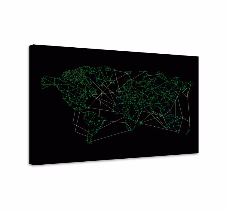 Weltkarte leinwand netzwerkverbindungsdiagramm - TenStickers