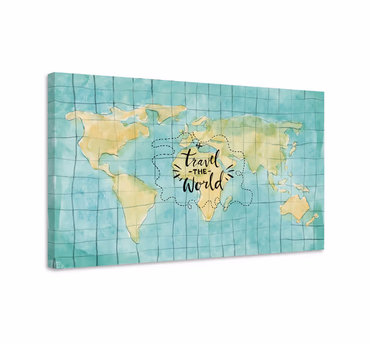 Weltkarte Leinwand Um die Welt reisen - TenStickers
