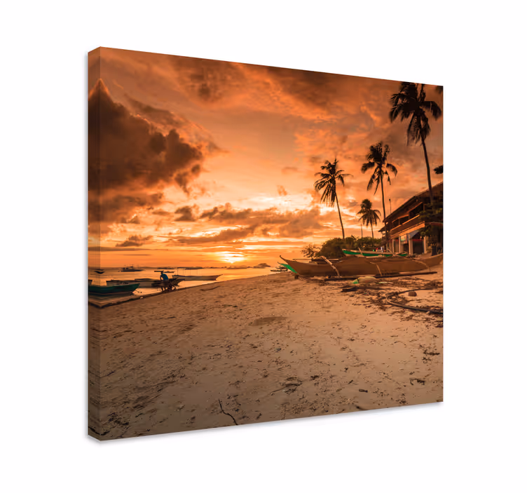 Wandbilder landschaft ruhiger sonnenuntergang über wasser - TenStickers