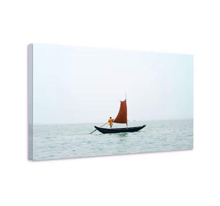 Leinwandbild skandinavisch Einsames boot auf dem see - TenStickers