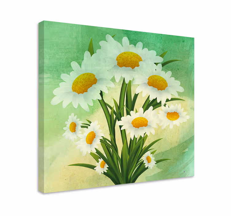 Leinwandbild Blume Gemalte gänseblümchen - TenStickers
