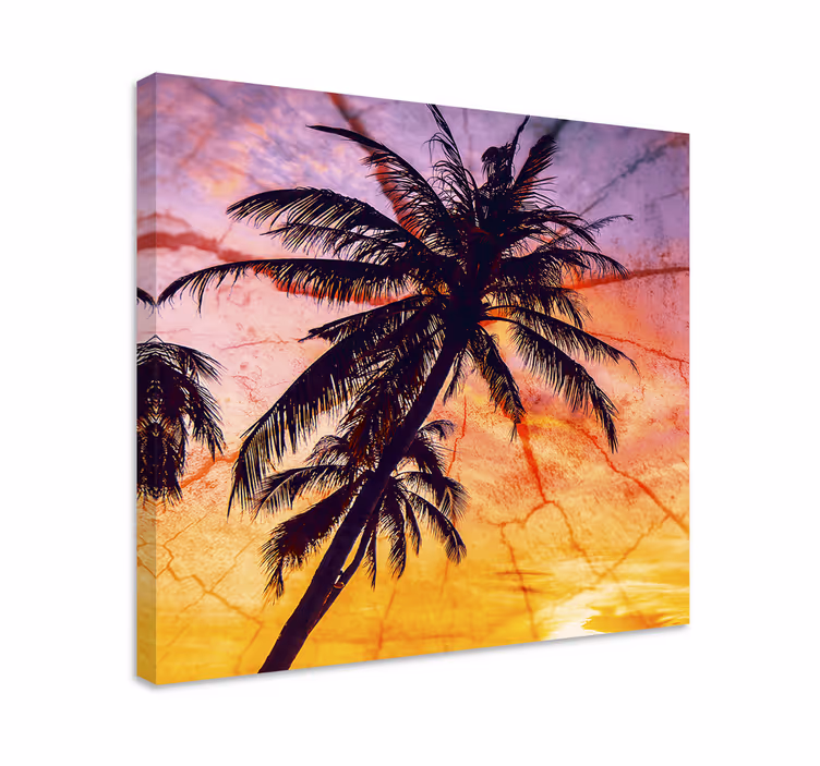 Leinwandbild mit silhouettierten palmen - TenStickers