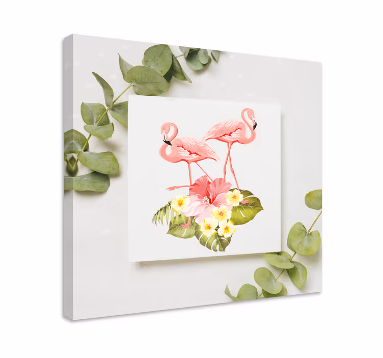 Leinwandbild flamingos und hibiskus - TenStickers