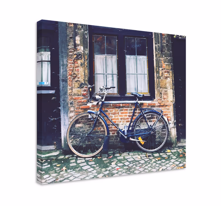 Wandbild Wohnzimmer Fahrrad vor einem haus - TenStickers