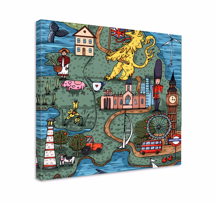 Leinwandbild karte von england - TenStickers