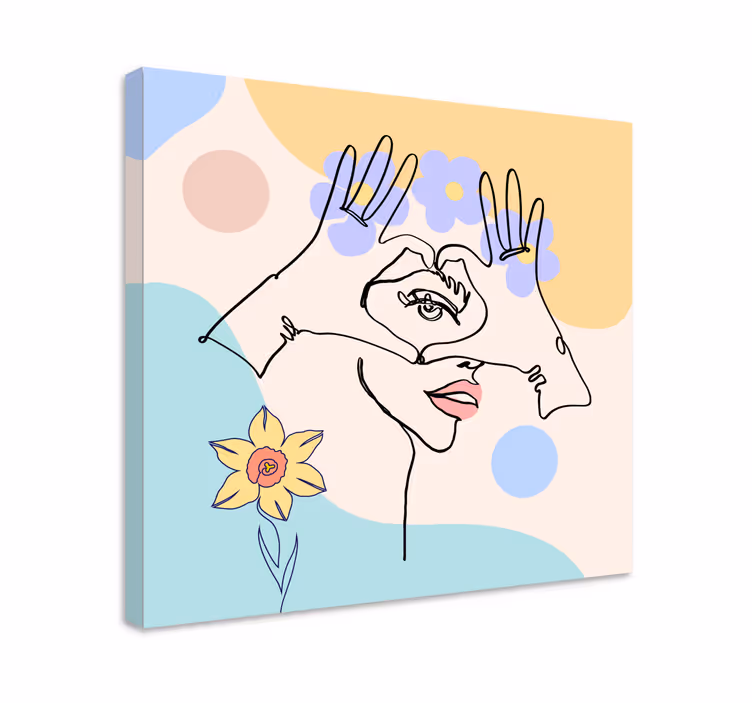 Kunst auf Leinwand abstrakte handlinien - TenStickers