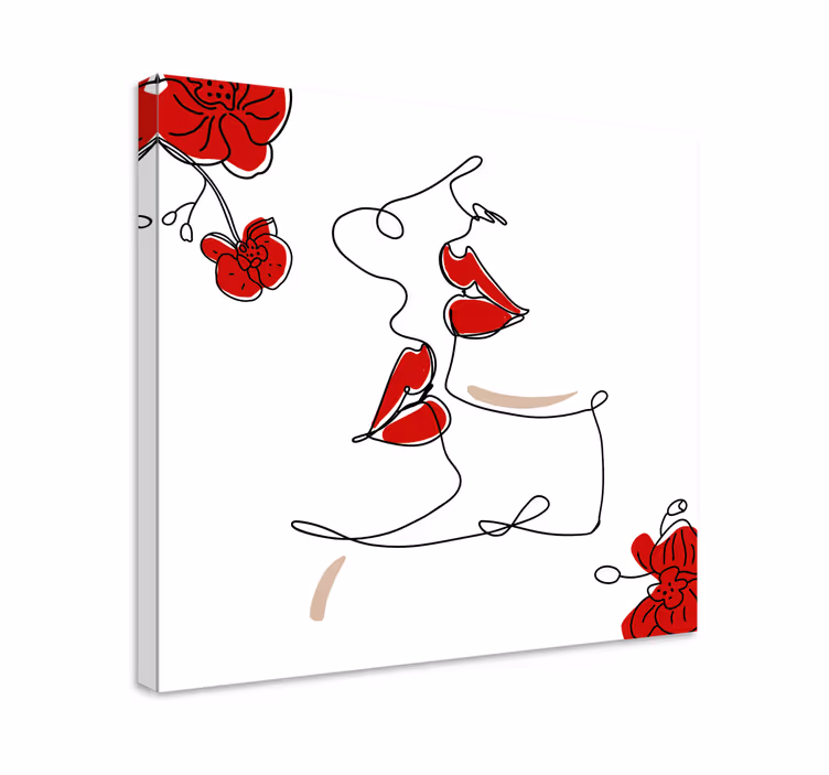 Wandbild Schlafzimmer Durchgehende linie frauenlippen - TenStickers