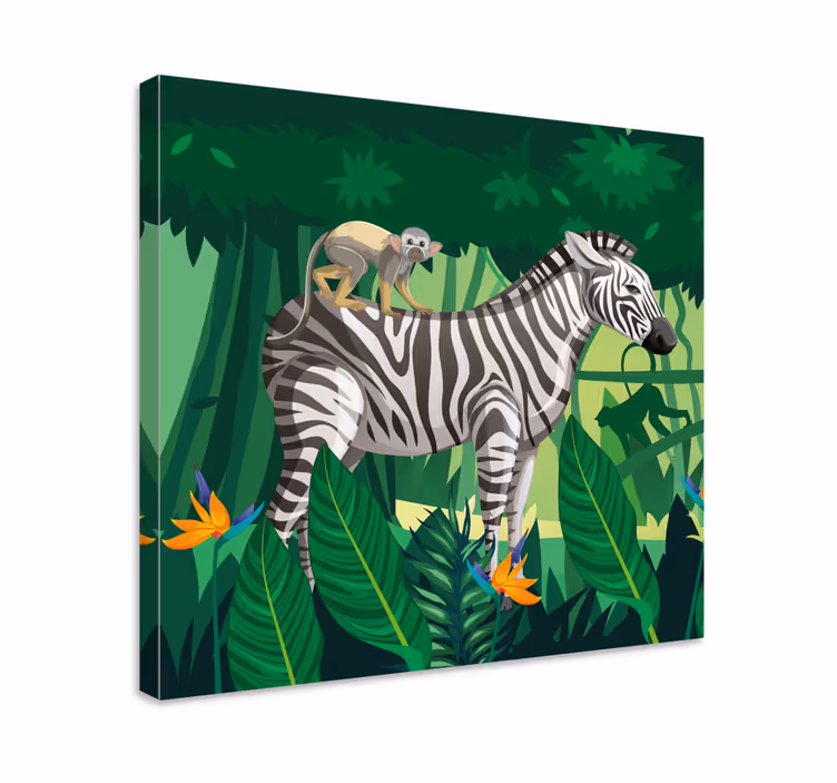 Leinwandbild Kinder Giraffe zebra und affe - TenStickers