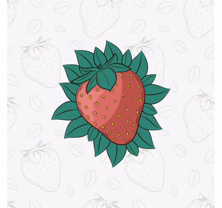 Leinwandbild obst erdbeere mit blättern - TenStickers
