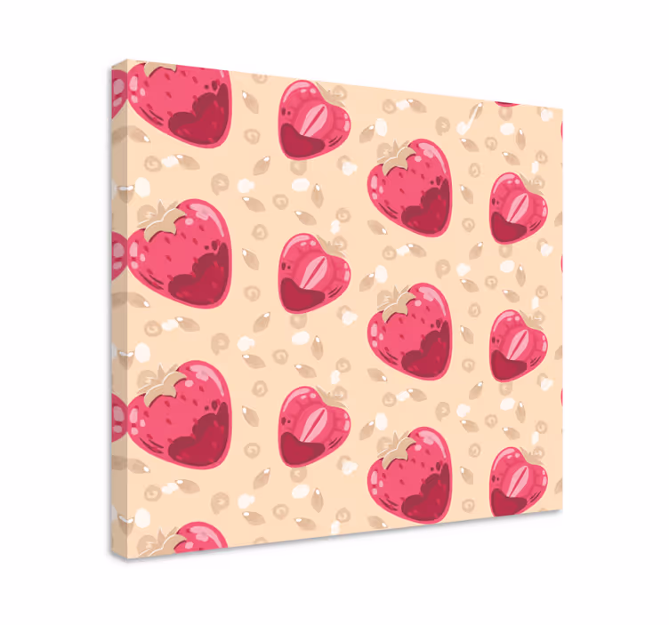 Leinwandbild obst erdbeerherz muster - TenStickers